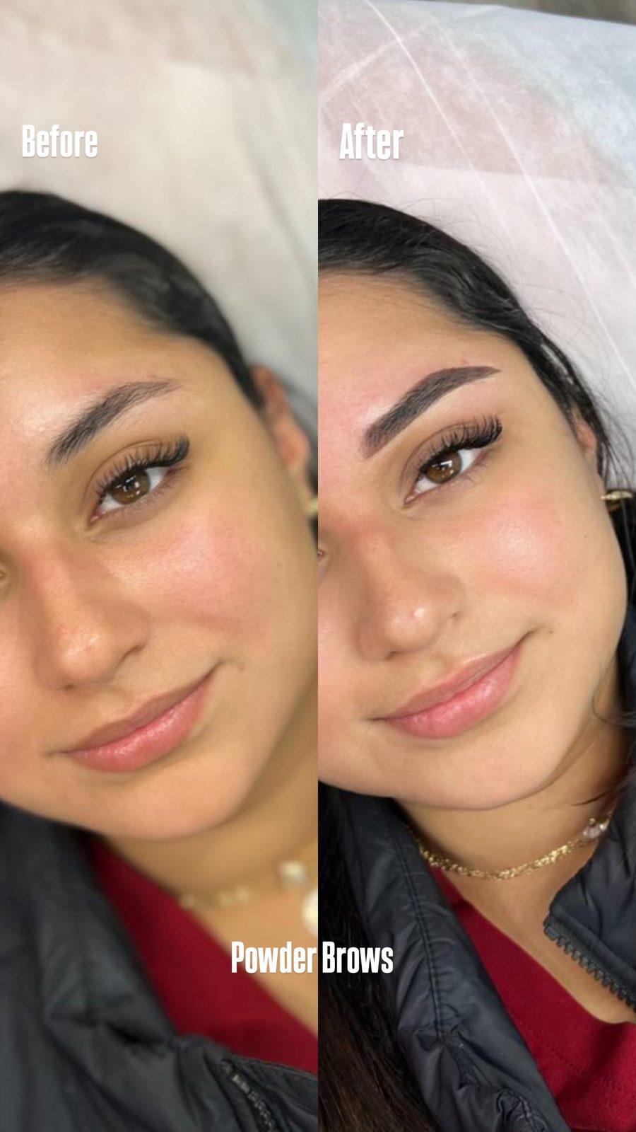 Powder brows — before and after