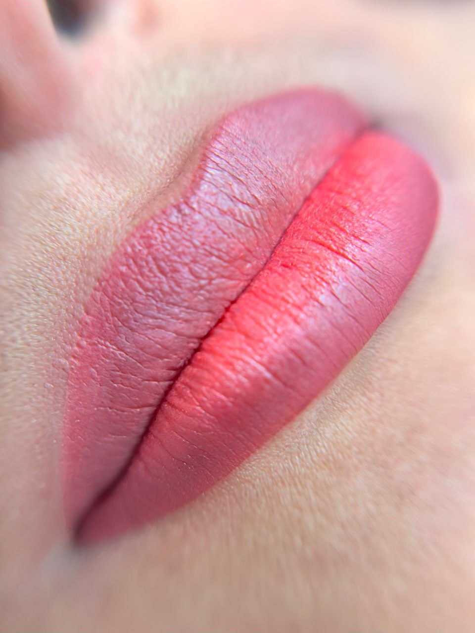 Lip blush result — close-up