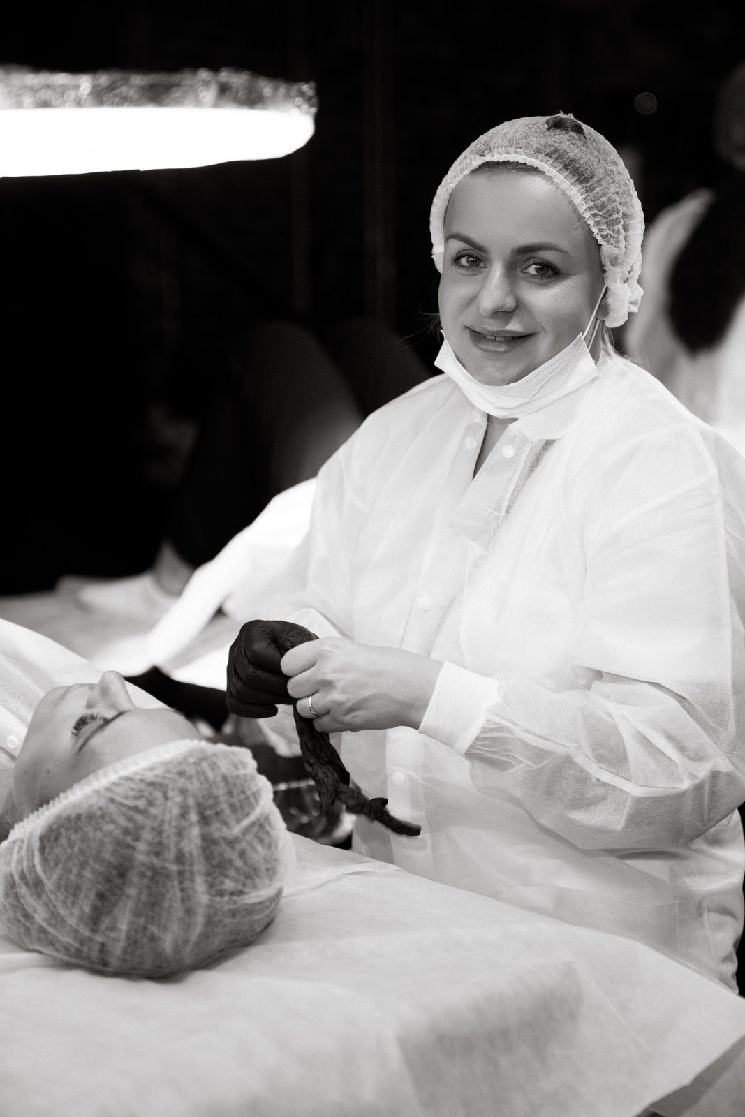 Permanent makeup procedure in progress