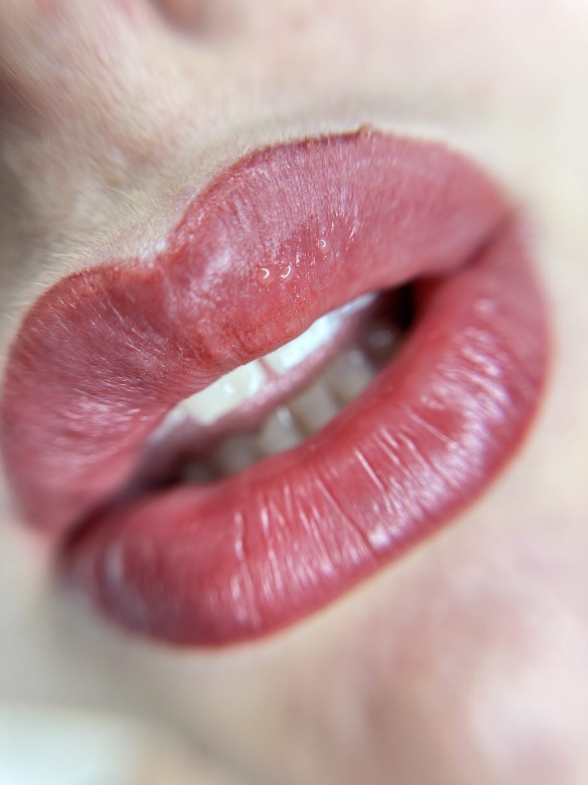 Lip blush result — close-up