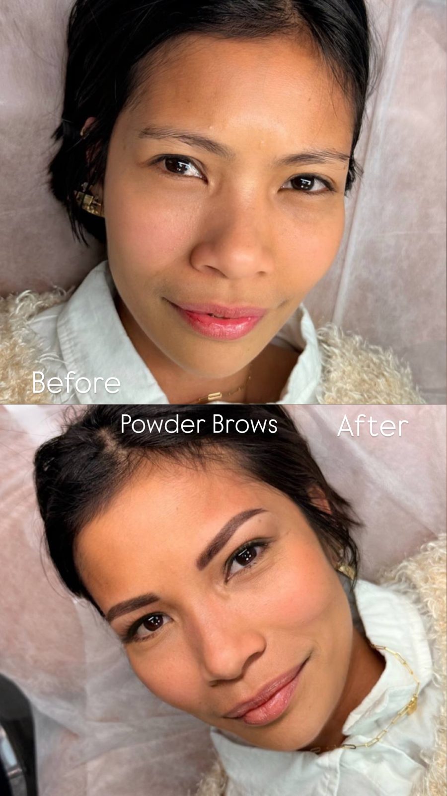 Powder brows — before and after