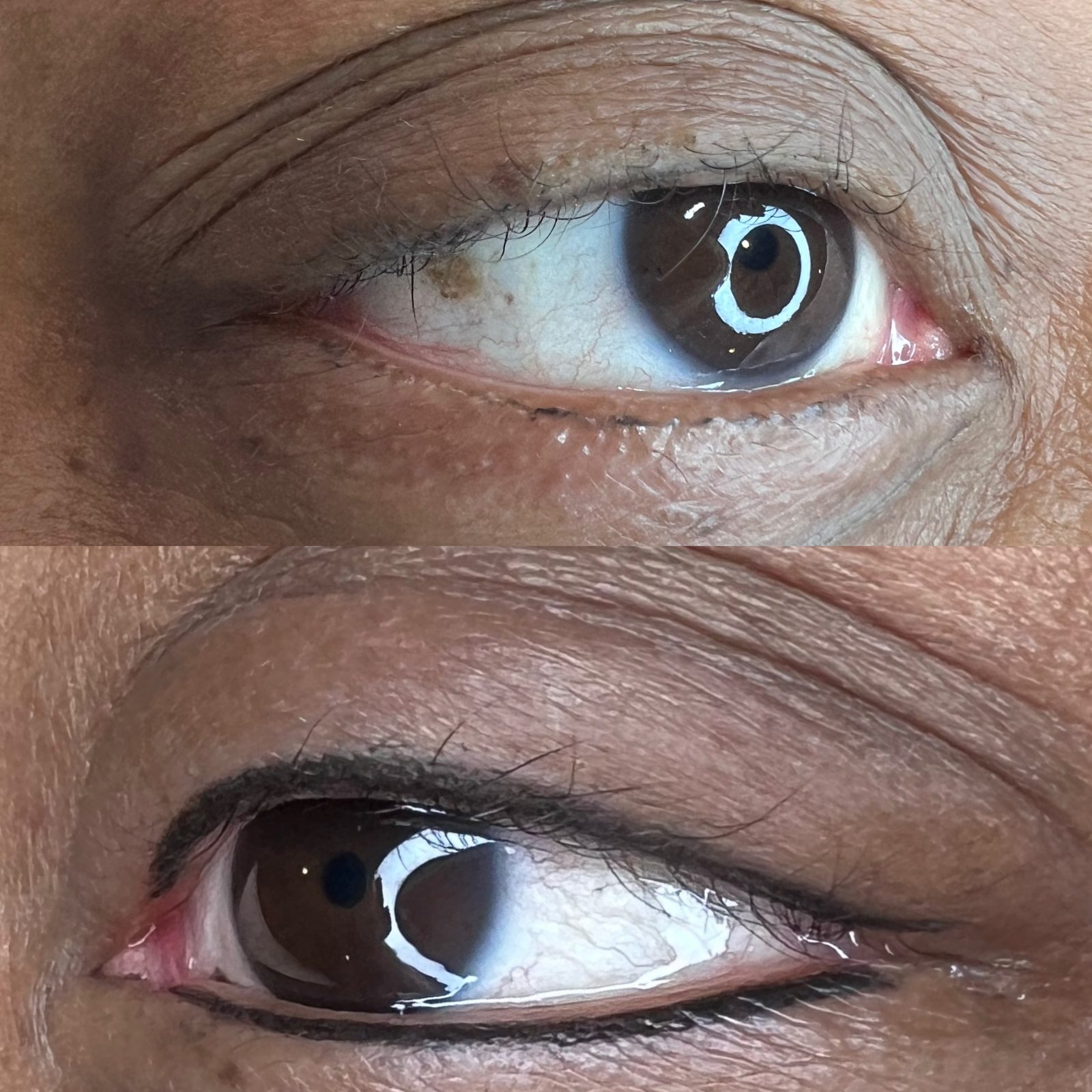 Permanent eyeliner — before and after