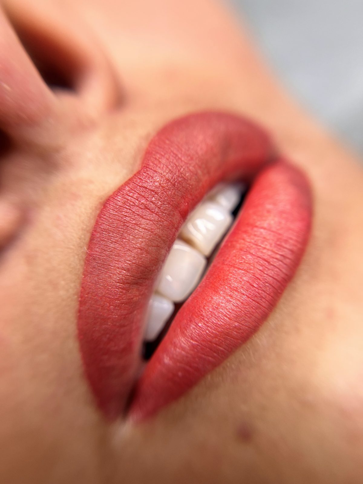 Lip blush result — close-up