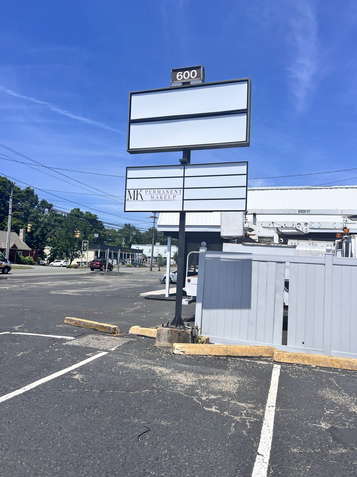 MK Permanent Makeup location sign, Monroe, CT