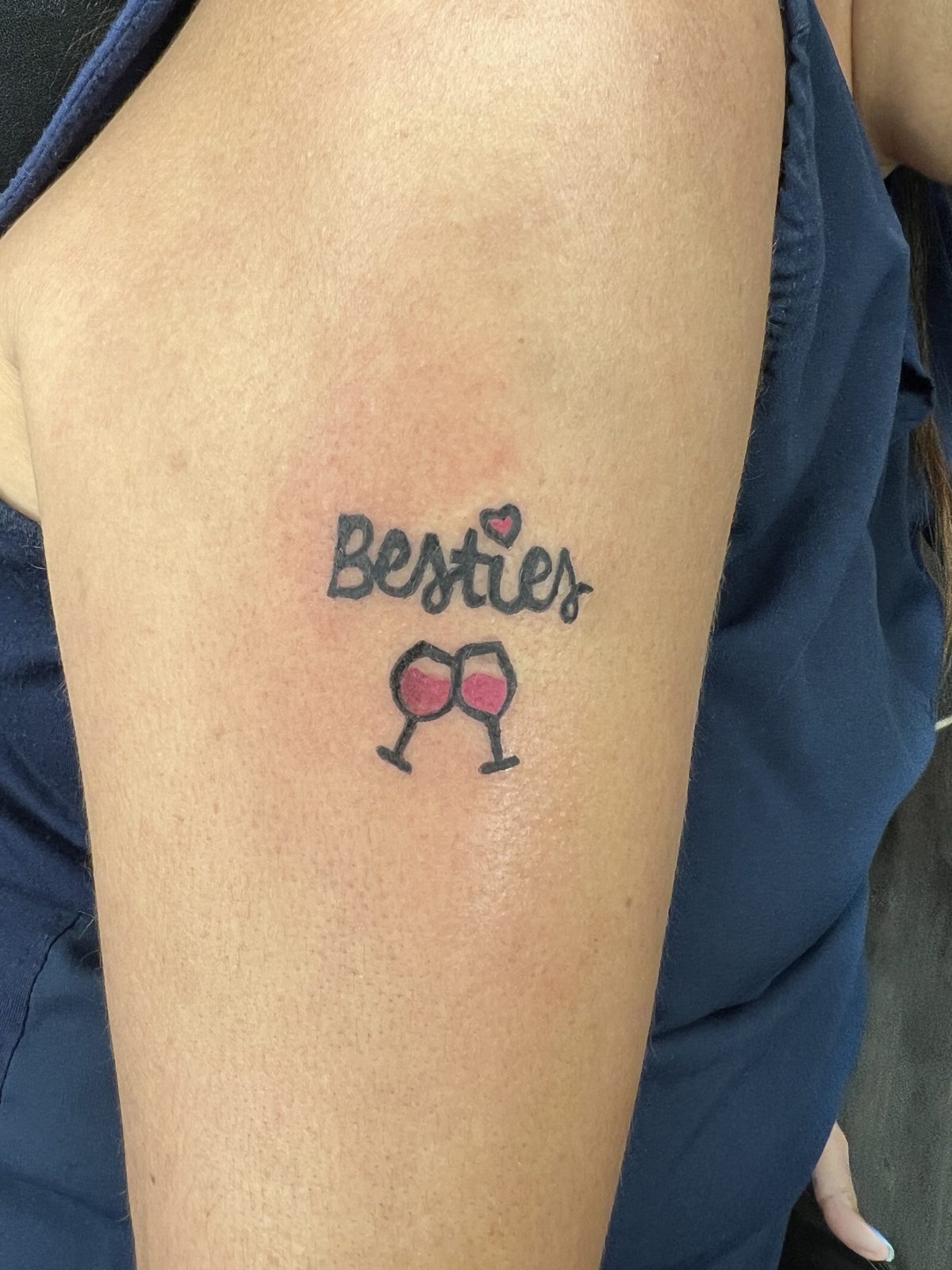 Mini tattoo — Besties design on the arm
