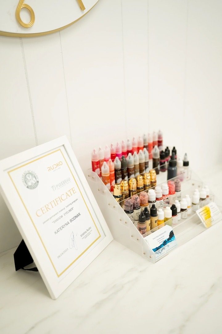 Pigments and certificate at MK Permanent Makeup